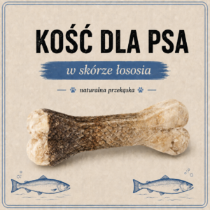 Kość w skórze łososia (5%) 12 cm 55g - 100% naturalna kość do żucia
