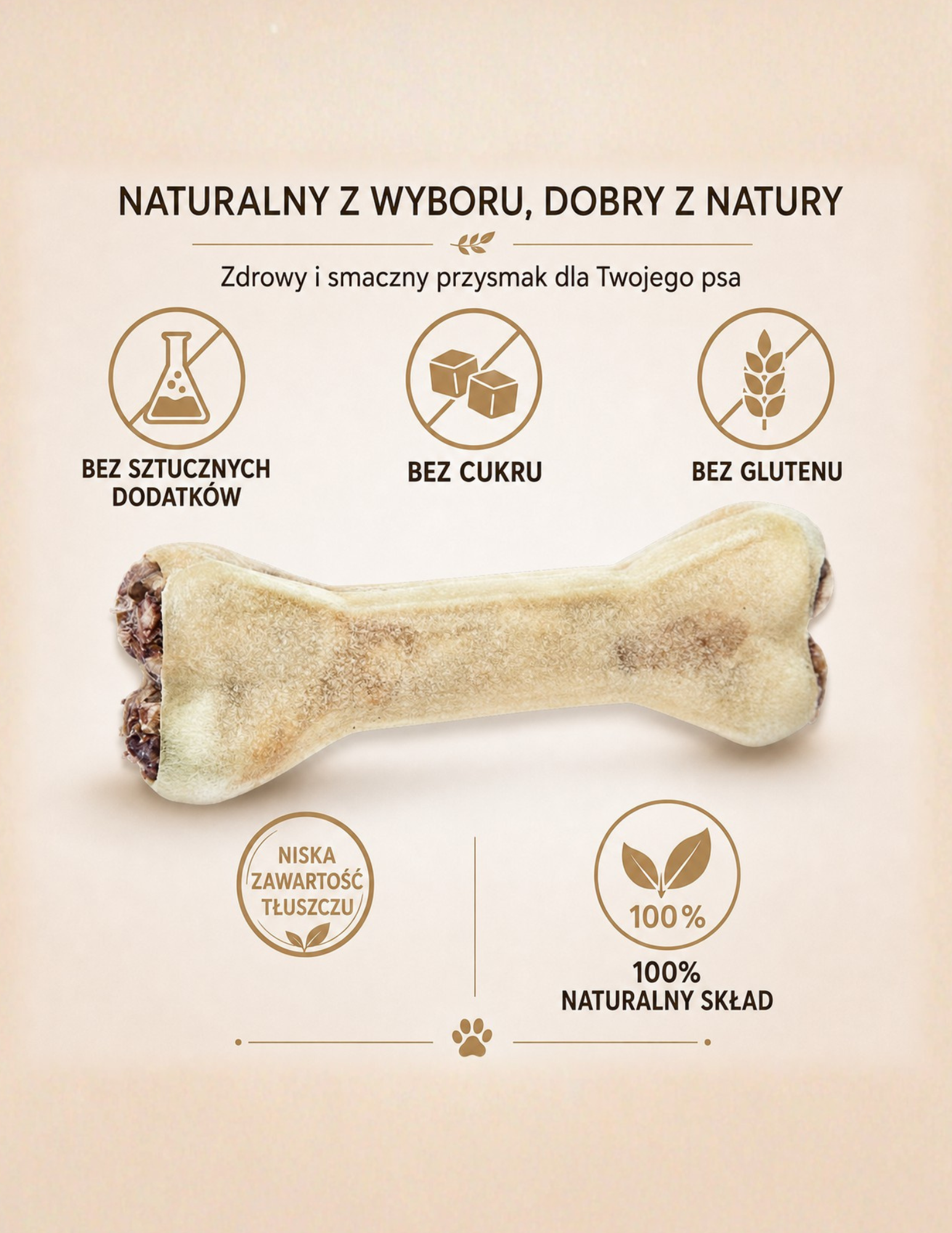 Kość z dodatkiem penisa wołowego 12 cm 55g - 100% naturalna kość do żucia - obrazek 2
