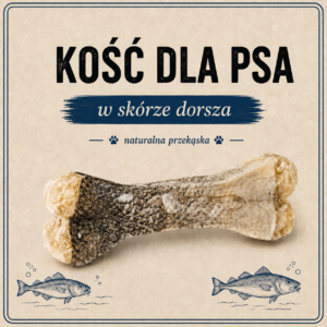 Kość w skórze dorsza (5%) 17 cm - 100% naturalna kość do żucia