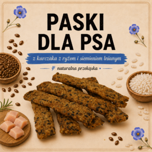 Paski mięsne z kurczaka z ryżem i siemieniem lnianym 100g