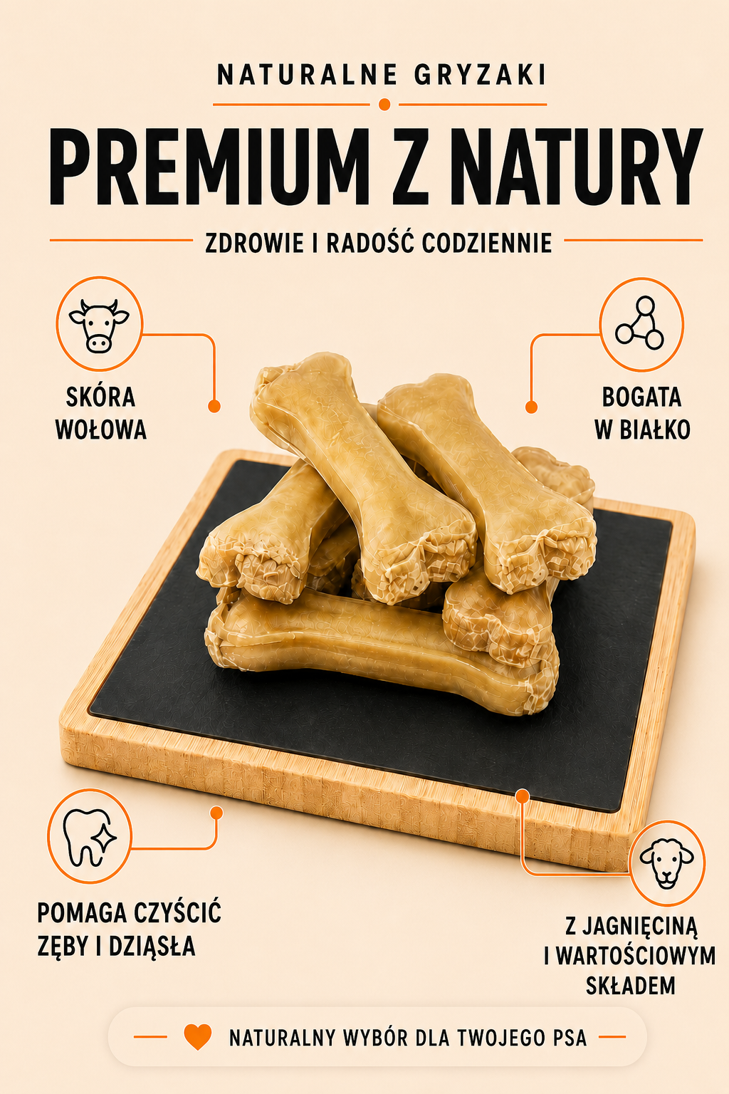 Kość z dodatkiem owcy 12 cm 55g - 100% naturalna kość do żucia - obrazek 4