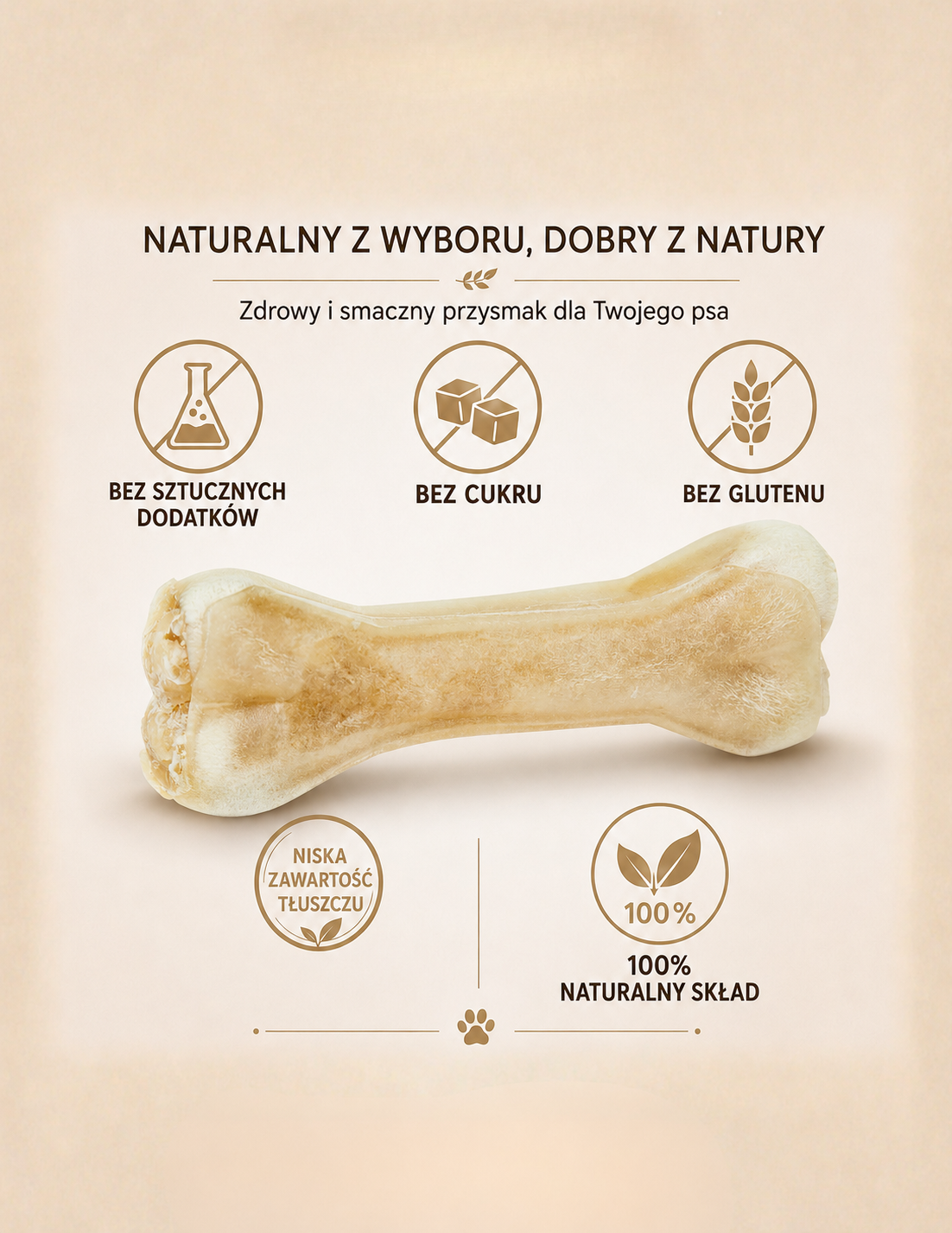 Kość z dodatkiem strusia 17 cm 115g - 100% naturalna kość do żucia - obrazek 2