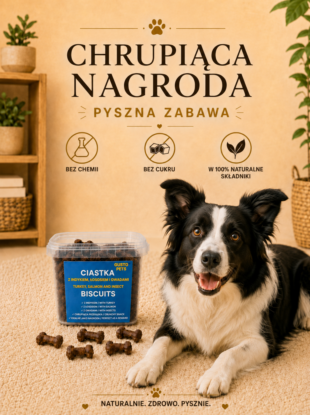 Ciastka z indykiem, łososiem i owadami 450g - obrazek 3