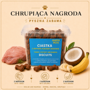 Ciastka z indykiem, kokosem i bananem 450g