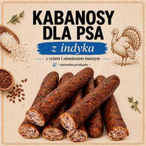 Kabanosy dla psów z indyka z ryżem i siemieniem lnianym 200g